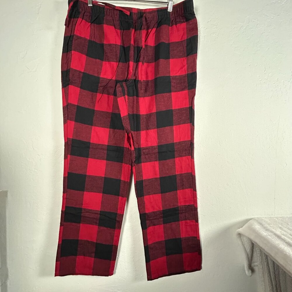J.Crew Mens Red & Black Buffalo Check Flannel Pajama Pants XL Pockets AC696 New